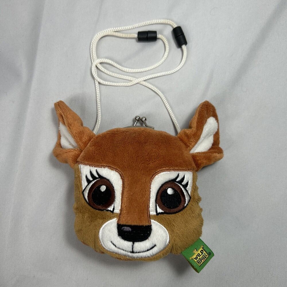 5" Wild Republic Baby Deer Fawn Child Size Plush Clasp Change Purse